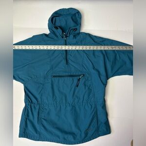 L.L. Bean Teal Hooded Half-Zip Pullover Windbreaker